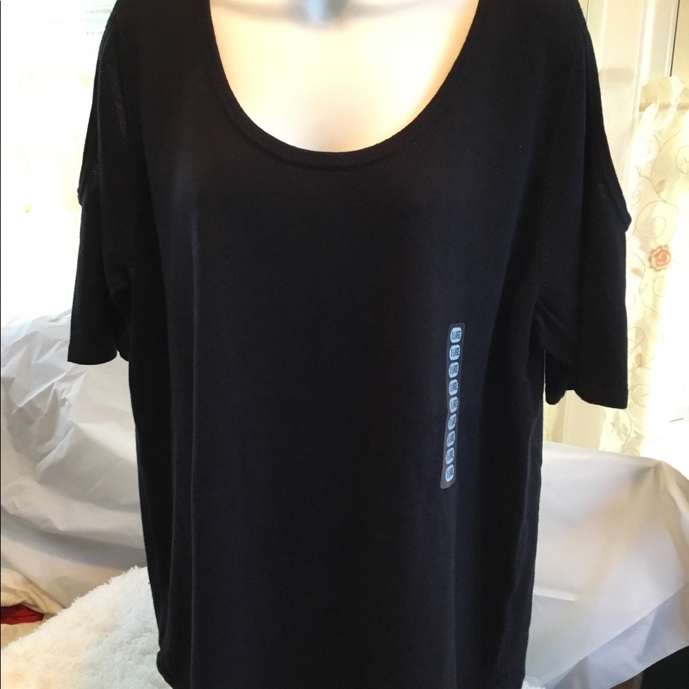 Jeanne Pierre black Knit Cold Shoulder  Top